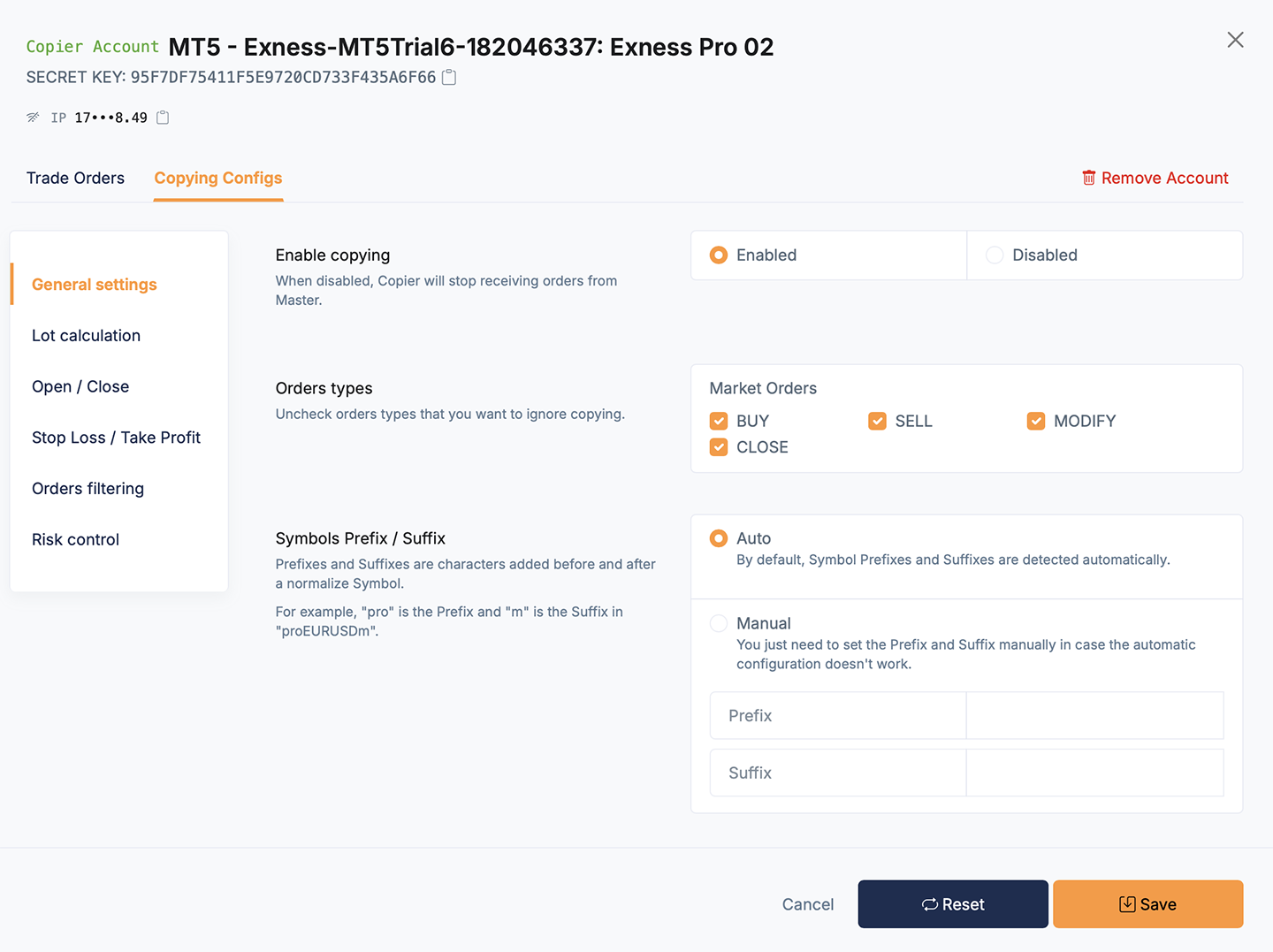Account Copying Configs