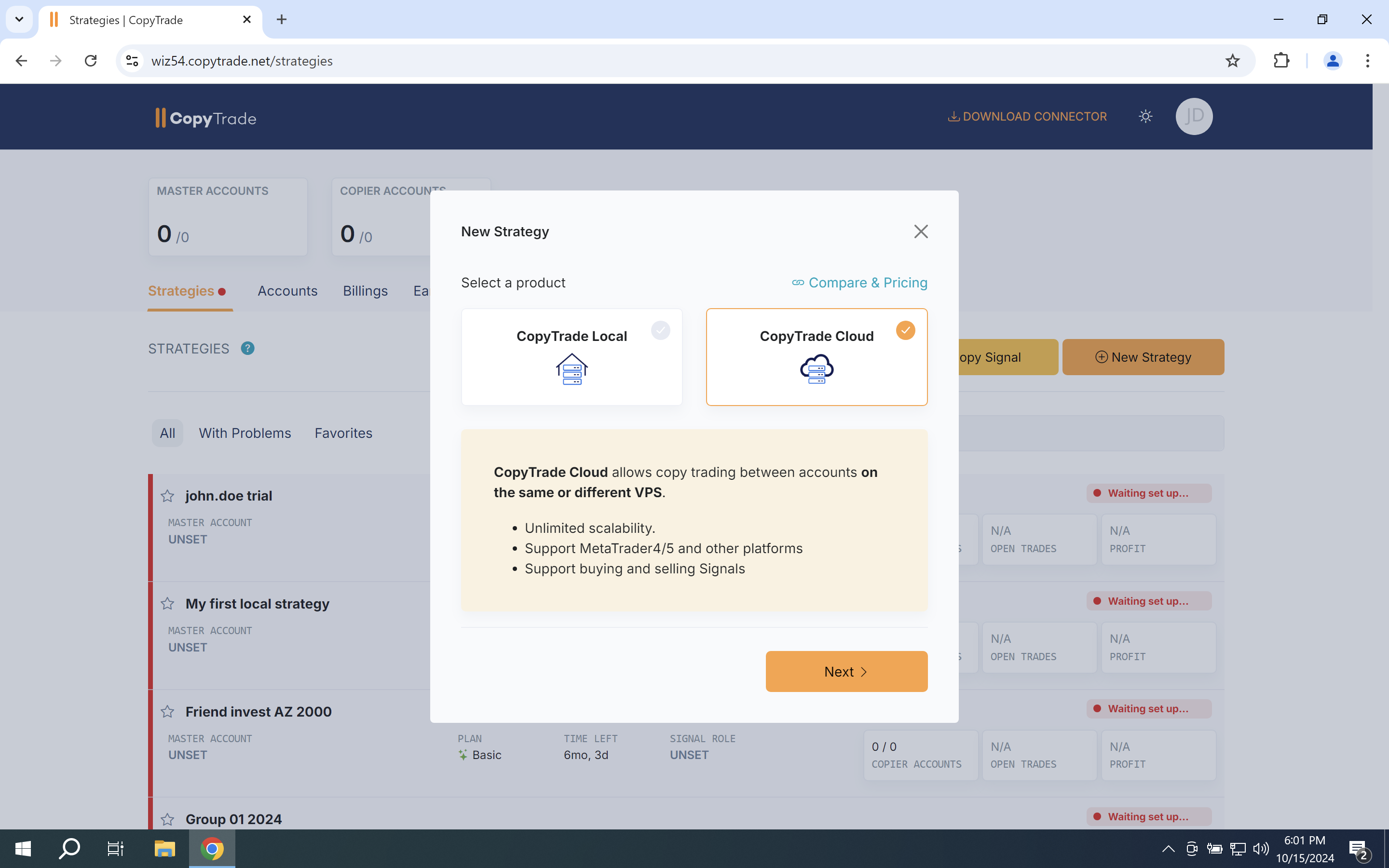 CopyTrade Cloud Demo